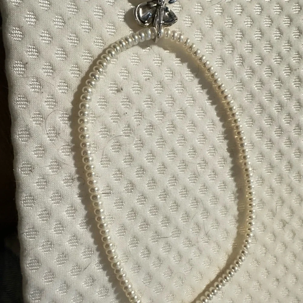 Ann King sterling silver orchid flower pendant with pearl necklace - Picture 4 of 4